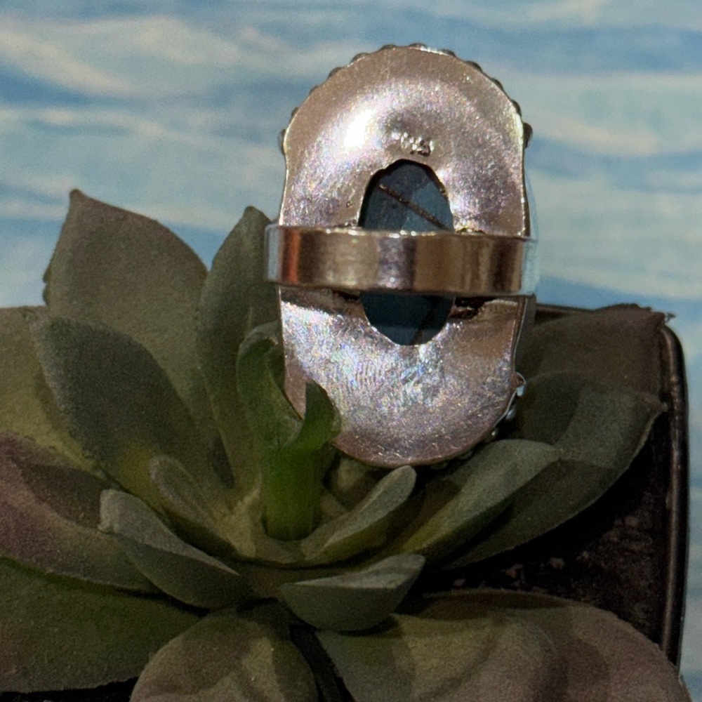 Silver Copper Turquoise Ring - image 6